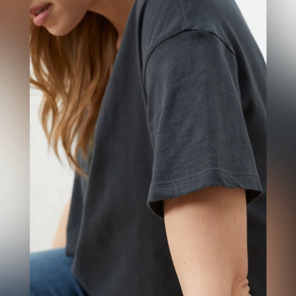 UpWest Anytime Oversized V-Neck Tee in Soot V1 R158 - Picture 3 of 10